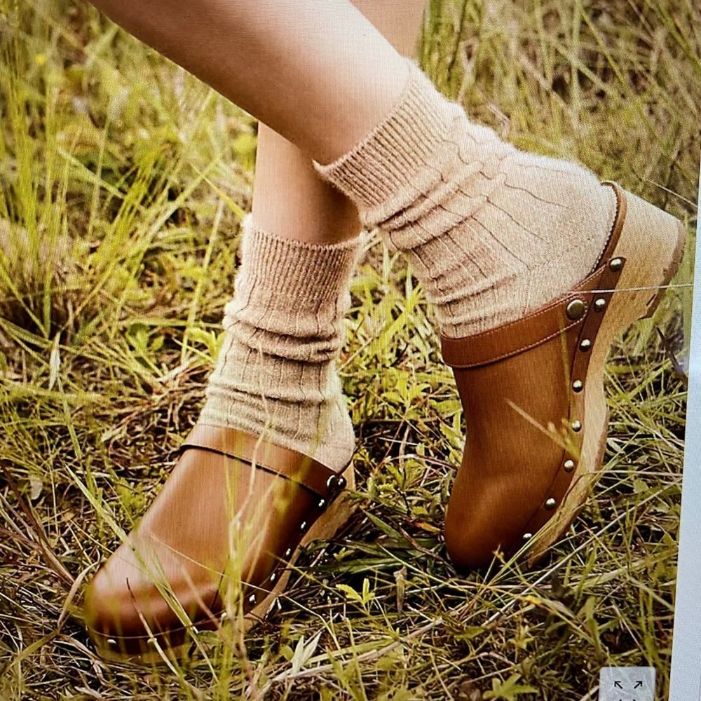 J Crew Convertible Leather Wooden Clog in Rich Oak - 8.5